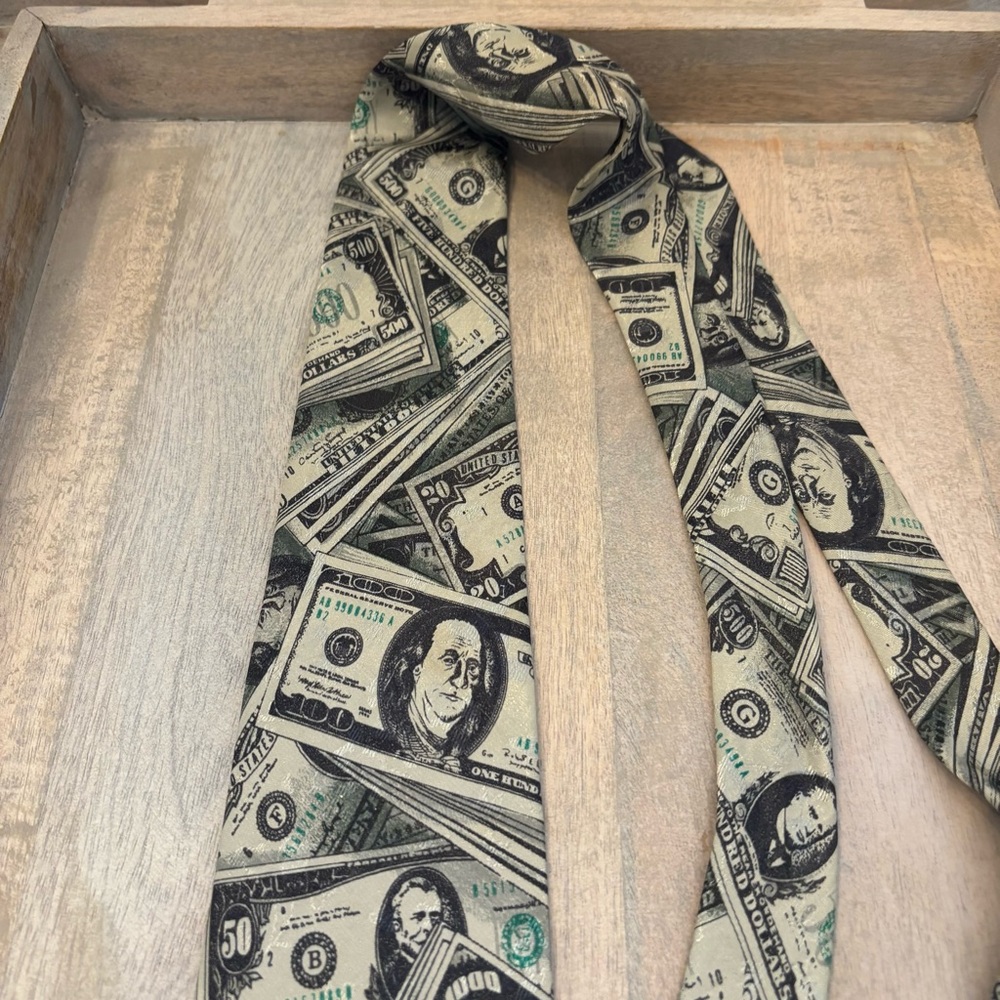 Money Print Tie mens - Picture 3 of 7